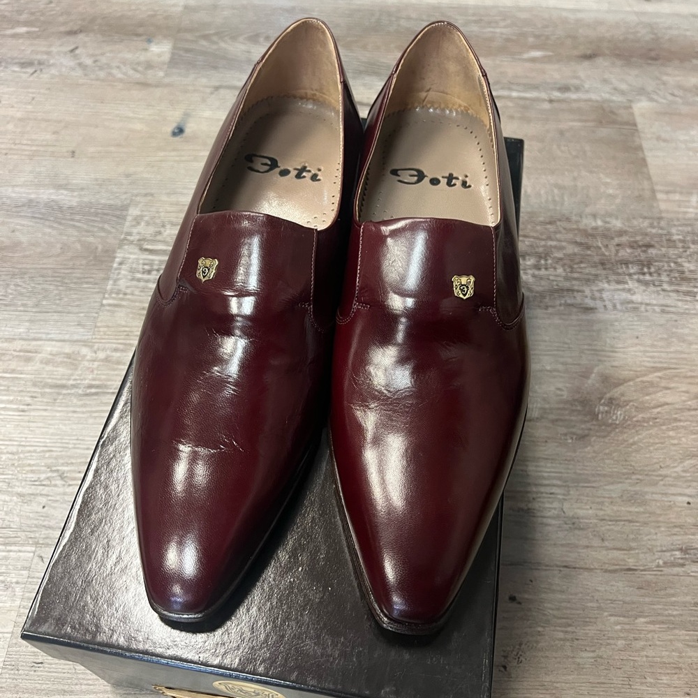 Men's Burgundy Genuine Foti Leather Loafers Italian made Shoe.